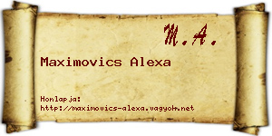 Maximovics Alexa névjegykártya